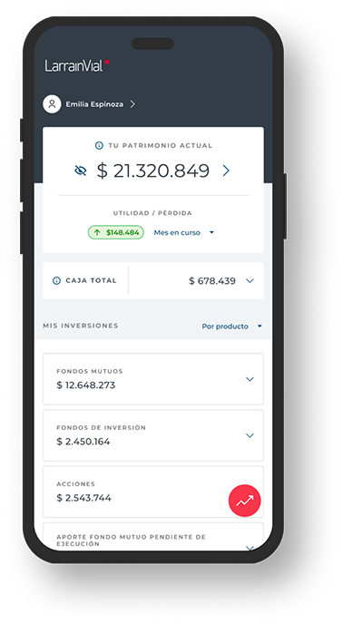 Iphone mostrando la app de Larrainvial
