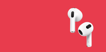 Fondo rojo con imagen de Airpods